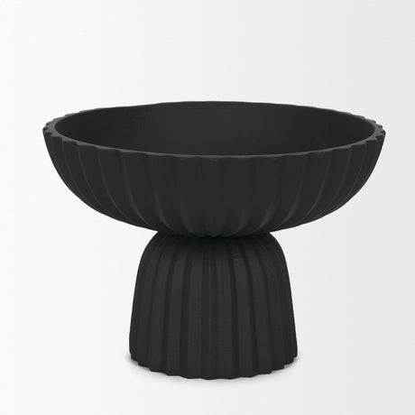 Ciaran Smooth Fluted Matte Black Metal Decorative Bowl by Mercana at Eve Furniture