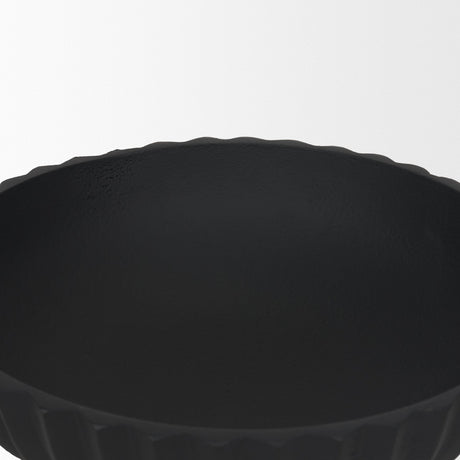 Ciaran Smooth Fluted Matte Black Metal Decorative Bowl by Mercana at Eve Furniture