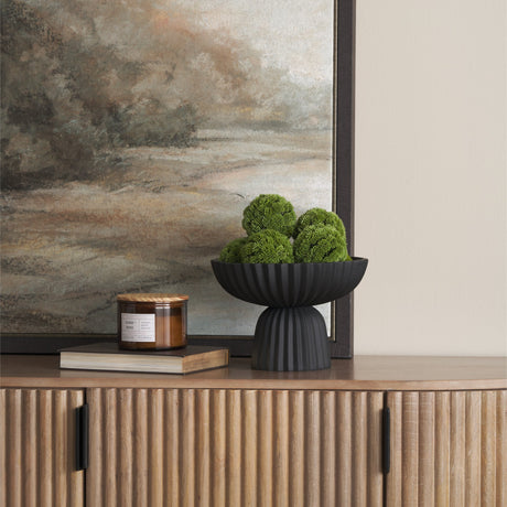 Ciaran Smooth Fluted Matte Black Metal Decorative Bowl by Mercana at Eve Furniture