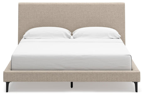 Cielden Soft Gray California King Upholstered Bed with Roll Slats by Ashley at Eve Furniture