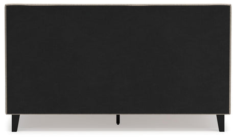 Cielden Soft Gray California King Upholstered Bed with Roll Slats by Ashley at Eve Furniture