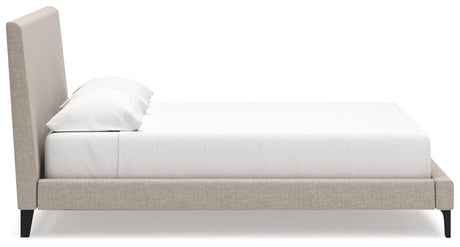 Cielden Soft Gray California King Upholstered Bed with Roll Slats by Ashley at Eve Furniture