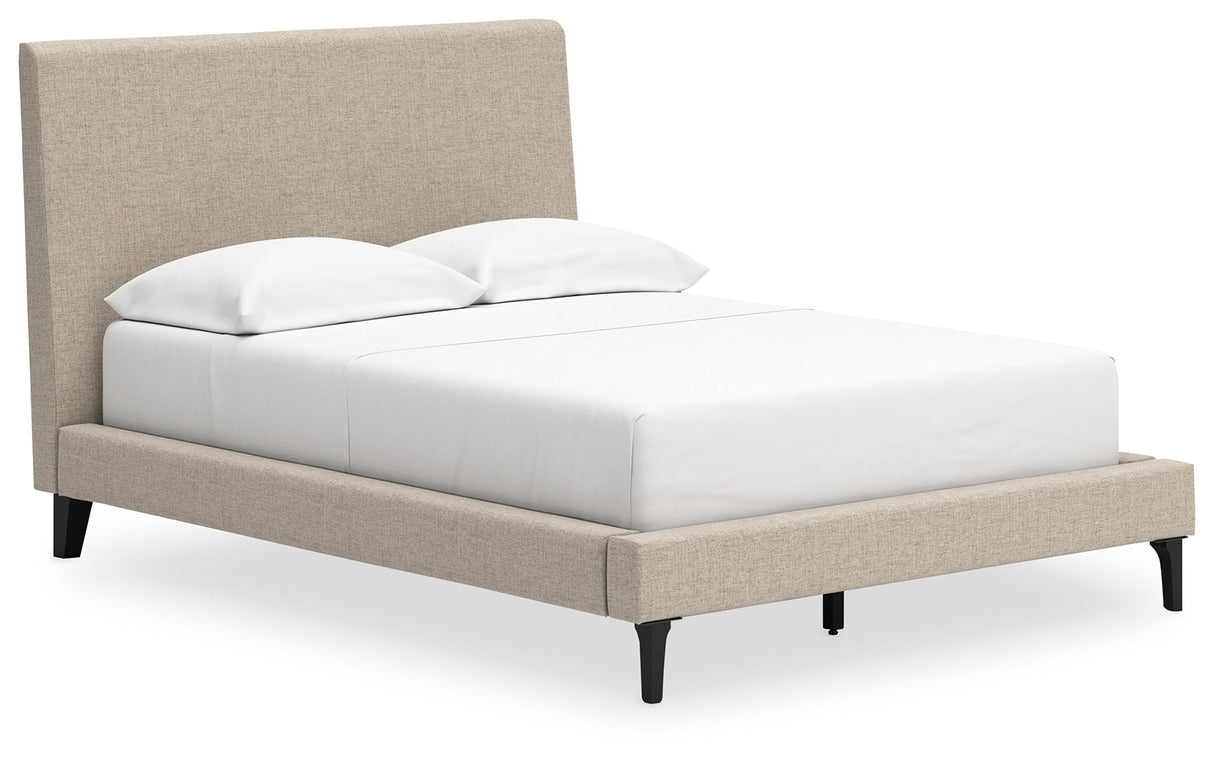 Cielden Soft Gray Full Upholstered Bed with Roll Slats