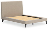 Cielden Soft Gray Full Upholstered Bed with Roll Slats