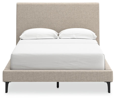 Cielden Soft Gray Full Upholstered Platform Bed by Ashley at Eve Furniture
