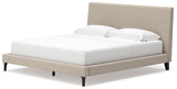 Cielden Soft Gray King Upholstered Bed with Roll Slats by Ashley at Eve Furniture