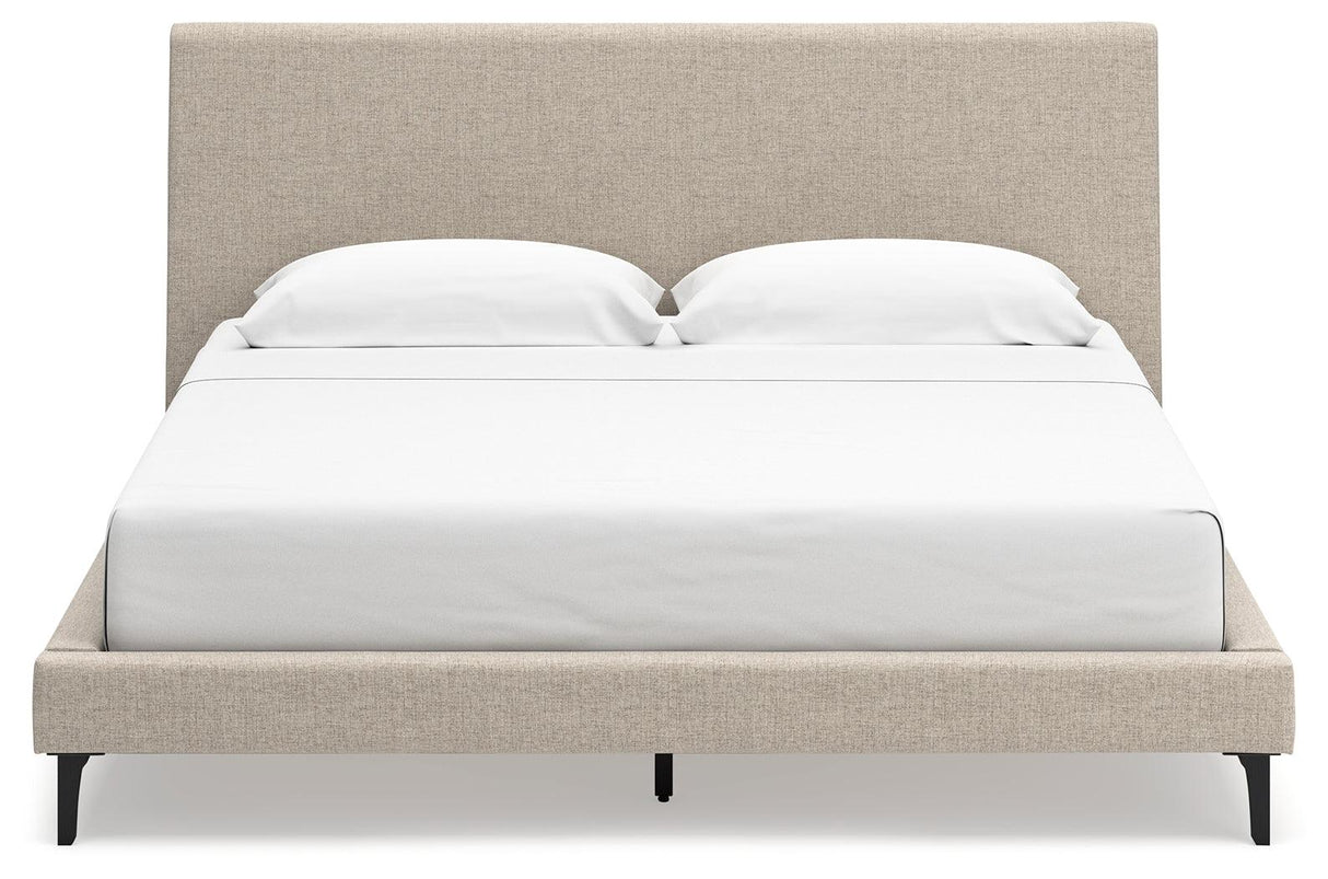 Cielden Soft Gray King Upholstered Bed with Roll Slats by Ashley at Eve Furniture