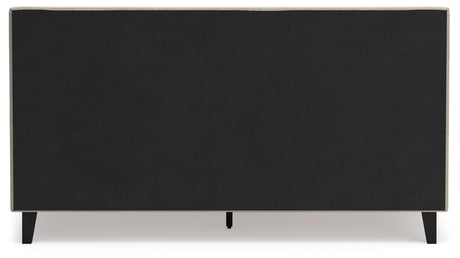 Cielden Soft Gray King Upholstered Bed with Roll Slats by Ashley at Eve Furniture