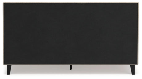 Cielden Soft Gray King Upholstered Platform Bed by Ashley at Eve Furniture