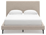 Cielden Soft Gray Queen Upholstered Platform Bed with Roll Slats by Ashley at Eve Furniture