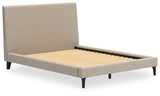 Cielden Soft Gray Queen Upholstered Platform Bed with Roll Slats by Ashley at Eve Furniture