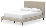 Cielden Soft Gray Queen Upholstered Platform Bed with Roll Slats by Ashley at Eve Furniture