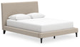 Cielden Soft Gray Queen Upholstered Platform Bed with Roll Slats by Ashley at Eve Furniture