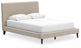 Cielden Soft Gray Queen Upholstered Platform Bed with Roll Slats by Ashley at Eve Furniture