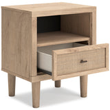 Cielden Soft Gray/Tan Upholstered Platform Bedroom Set by Ashley at Eve Furniture
