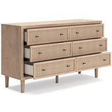 Cielden Soft Gray/Tan Upholstered Platform Bedroom Set by Ashley at Eve Furniture