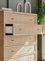 Cielden Soft Gray/Tan Upholstered Platform Bedroom Set by Ashley at Eve Furniture