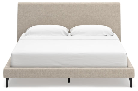 Cielden Soft Gray/Tan Upholstered Platform Bedroom Set by Ashley at Eve Furniture