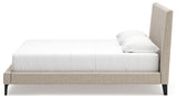 Cielden Soft Gray/Tan Upholstered Platform Bedroom Set by Ashley at Eve Furniture