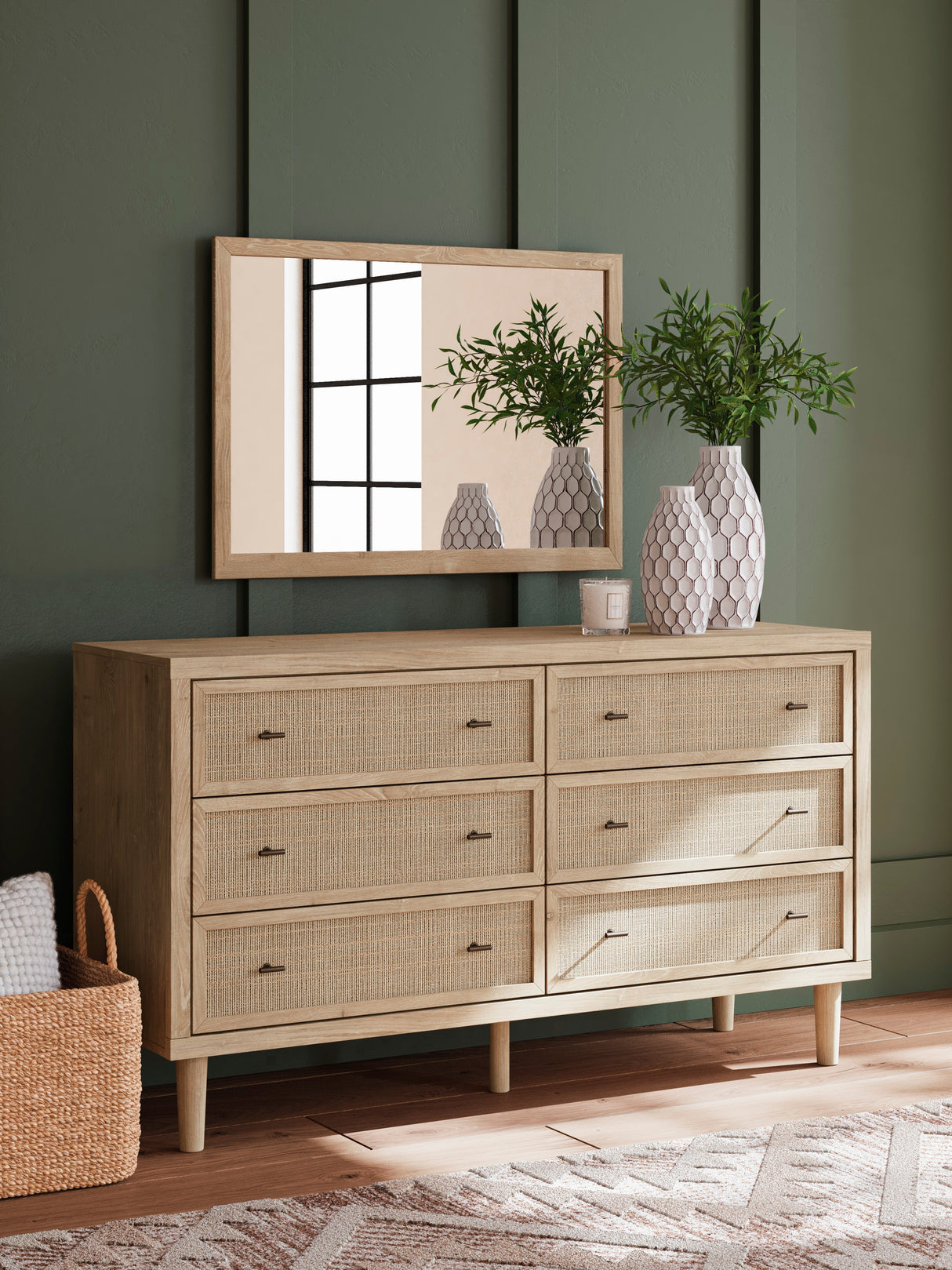Cielden Soft Gray/Tan Upholstered Platform Bedroom Set by Ashley at Eve Furniture