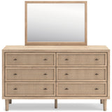 Cielden Soft Gray/Tan Upholstered Platform Bedroom Set by Ashley at Eve Furniture