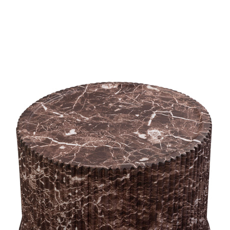 Cilla Red Faux Levanto Marble Indoor/Outdoor Concrete Side Table by TOV Furniture at Eve Furniture