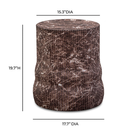 Cilla Red Faux Levanto Marble Indoor/Outdoor Concrete Side Table by TOV Furniture at Eve Furniture