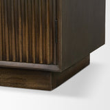 Cinder Distressed Dark Brown Wood Reeded 2-Door Closed Accent Cabinet by Mercana at Eve Furniture