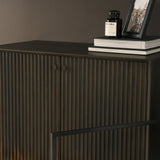 Cinder Distressed Dark Brown Wood Reeded 2-Door Closed Accent Cabinet by Mercana at Eve Furniture