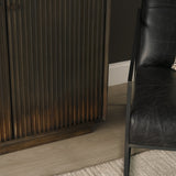 Cinder Distressed Dark Brown Wood Reeded 2-Door Closed Accent Cabinet by Mercana at Eve Furniture