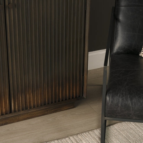 Cinder Distressed Dark Brown Wood Reeded 2-Door Closed Accent Cabinet by Mercana at Eve Furniture