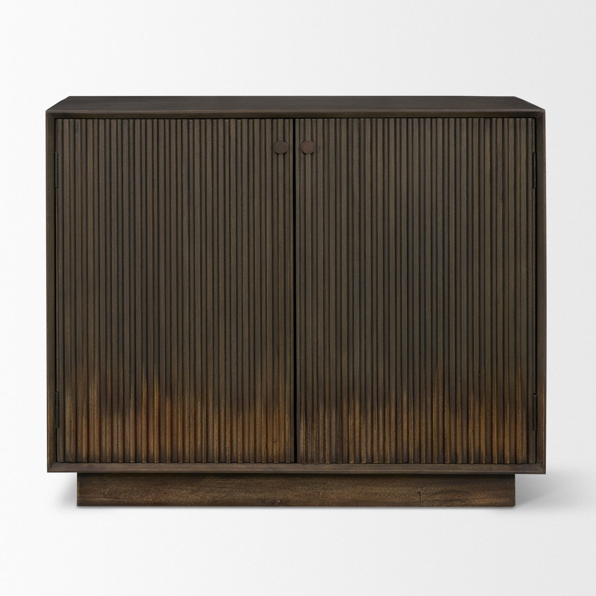 Cinder Distressed Dark Brown Wood Reeded 2-Door Closed Accent Cabinet by Mercana at Eve Furniture