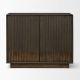Cinder Distressed Dark Brown Wood Reeded 2-Door Closed Accent Cabinet by Mercana at Eve Furniture