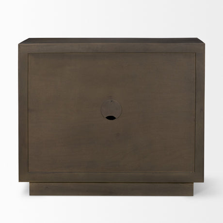 Cinder Distressed Dark Brown Wood Reeded 2-Door Closed Accent Cabinet by Mercana at Eve Furniture