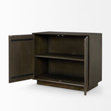 Cinder Distressed Dark Brown Wood Reeded 2-Door Closed Accent Cabinet by Mercana at Eve Furniture