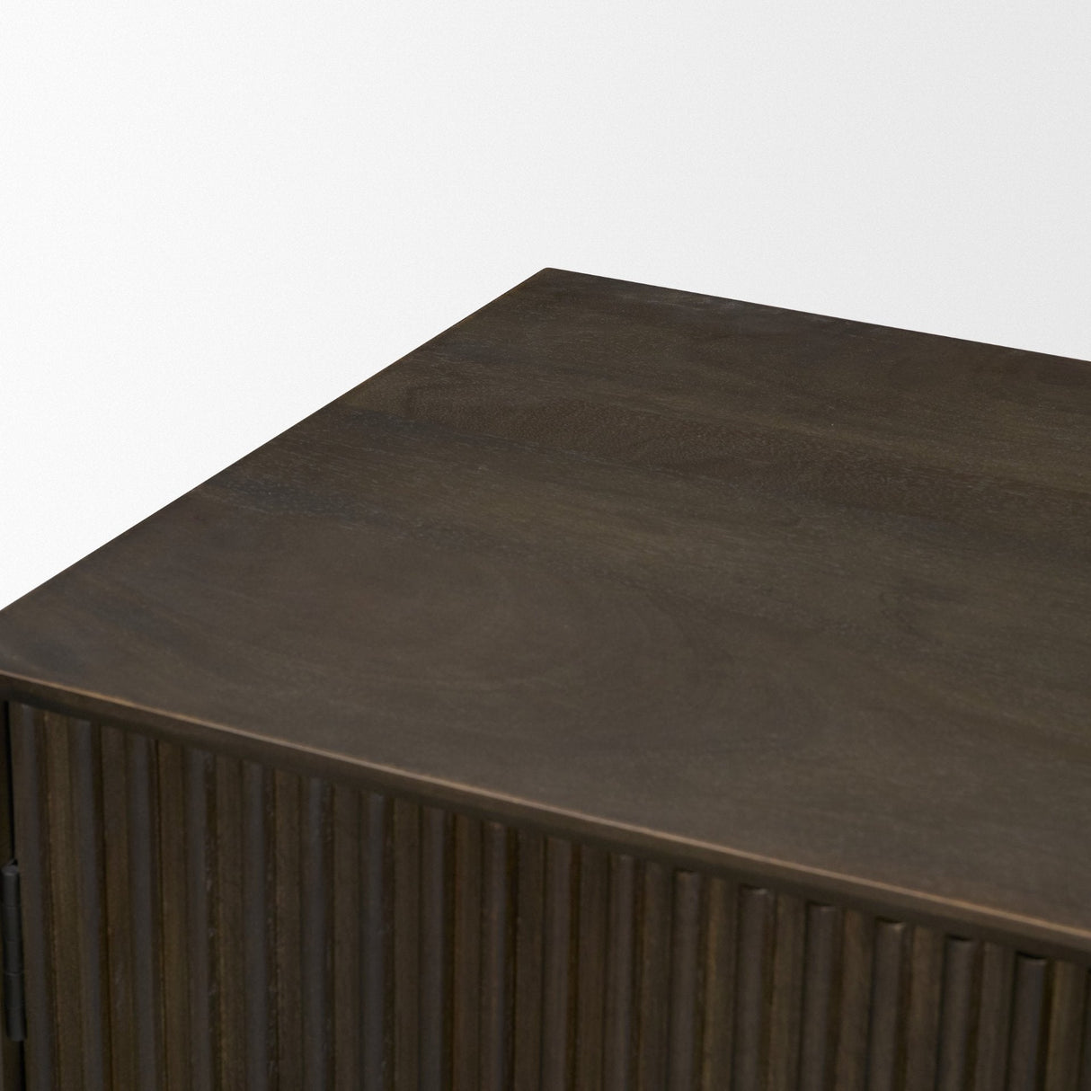 Cinder Distressed Dark Brown Wood Reeded 2-Door Closed Accent Cabinet by Mercana at Eve Furniture
