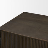 Cinder Distressed Dark Brown Wood Reeded 2-Door Closed Accent Cabinet by Mercana at Eve Furniture
