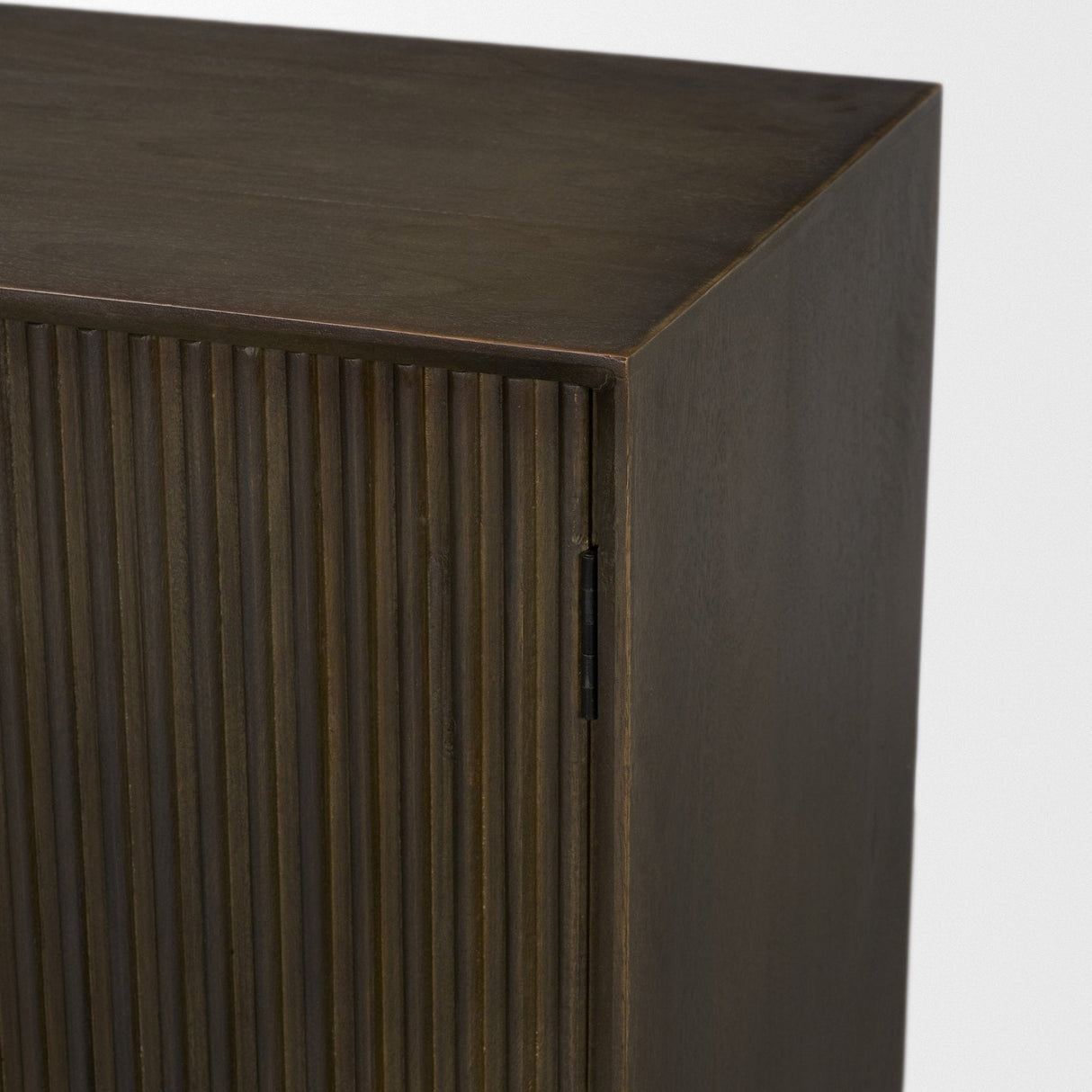 Cinder Distressed Dark Brown Wood Reeded 2-Door Closed Accent Cabinet by Mercana at Eve Furniture