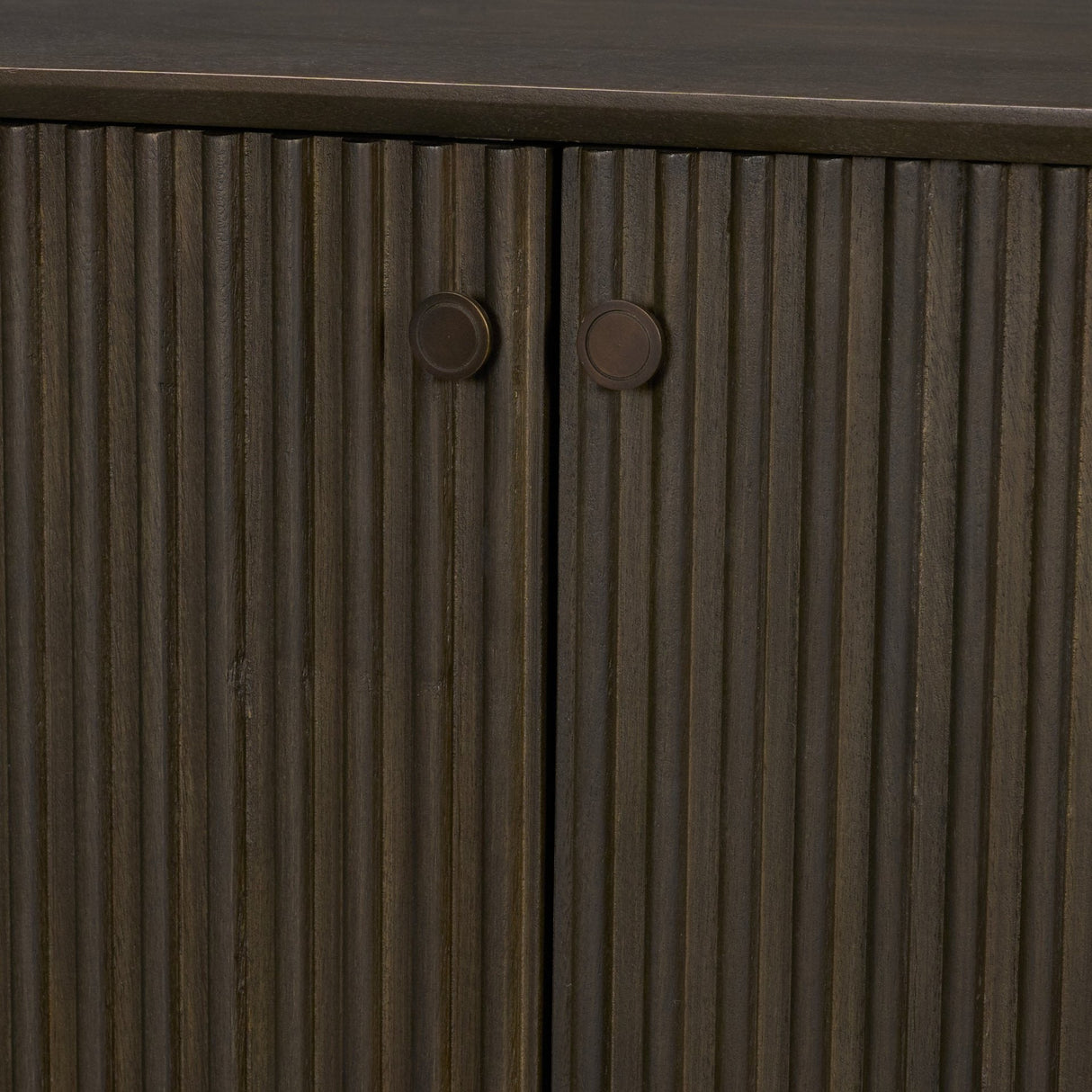 Cinder Distressed Dark Brown Wood Reeded 2-Door Closed Accent Cabinet by Mercana at Eve Furniture