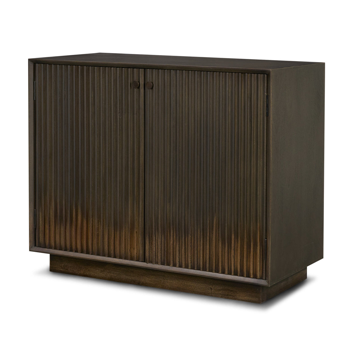 Cinder Distressed Dark Brown Wood Reeded 2-Door Closed Accent Cabinet by Mercana at Eve Furniture