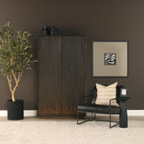 Cinder Distressed Dark Brown Wood Reeded 2-Door Closed Tall Cabinet by Mercana at Eve Furniture