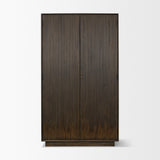Cinder Distressed Dark Brown Wood Reeded 2-Door Closed Tall Cabinet by Mercana at Eve Furniture