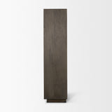Cinder Distressed Dark Brown Wood Reeded 2-Door Closed Tall Cabinet by Mercana at Eve Furniture