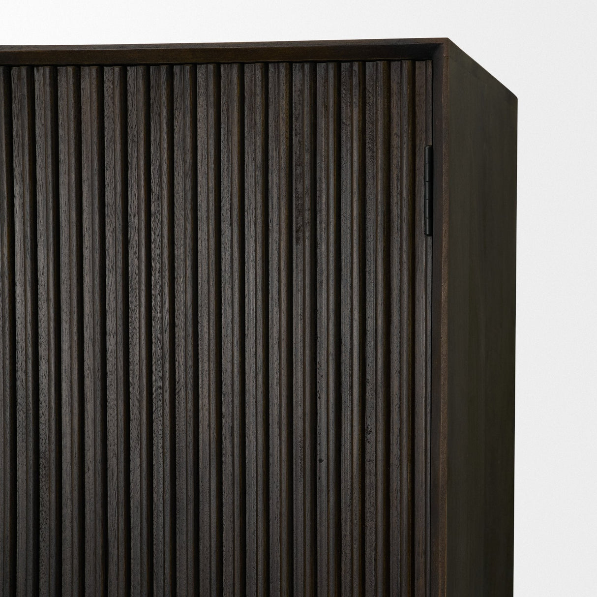 Cinder Distressed Dark Brown Wood Reeded 2-Door Closed Tall Cabinet by Mercana at Eve Furniture