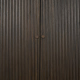 Cinder Distressed Dark Brown Wood Reeded 2-Door Closed Tall Cabinet by Mercana at Eve Furniture