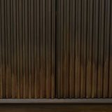 Cinder Distressed Dark Brown Wood Reeded 4-Door Closed Sideboard by Mercana at Eve Furniture