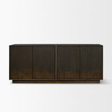 Cinder Distressed Dark Brown Wood Reeded 4-Door Closed Sideboard by Mercana at Eve Furniture