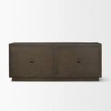 Cinder Distressed Dark Brown Wood Reeded 4-Door Closed Sideboard by Mercana at Eve Furniture