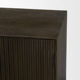 Cinder Distressed Dark Brown Wood Reeded 4-Door Closed Sideboard by Mercana at Eve Furniture