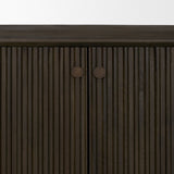 Cinder Distressed Dark Brown Wood Reeded 4-Door Closed Sideboard by Mercana at Eve Furniture